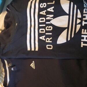 2 Adidas Shirt Bundle, one black with logo and the other black with white logos